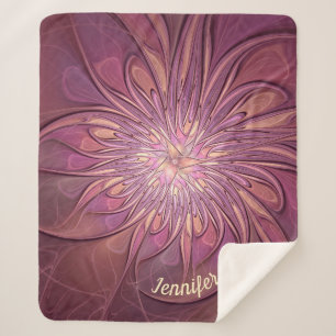Couverture Sherpa Fleurs fractales modernes abstraites Couleurs de b
