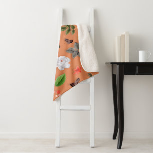 Couverture Sherpa Fleurs jaunes et roses blanches 25