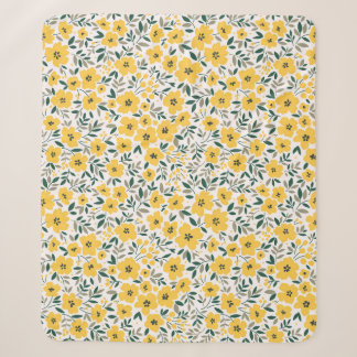 Couverture Sherpa Fleurs jaunes : moderne floral sans soudure.