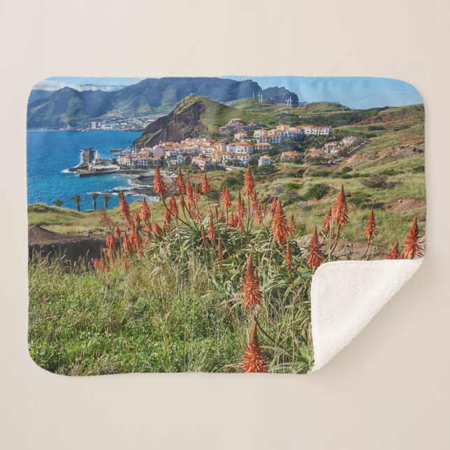 Couverture Sherpa Fleurs | Madeira Island Portugal (Devant (Horizontal))