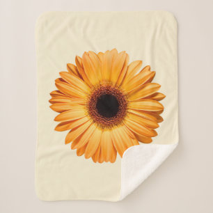 Couverture Sherpa Fleurs Orange Gerbera