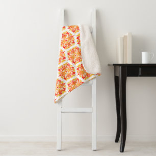 Couverture Sherpa Fleurs orange, motif de fleurs, motif floral