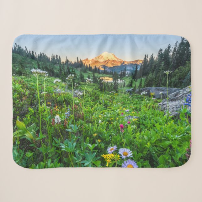 Couverture Sherpa Fleurs | Parc national du Mont Rainier (Devant (Horizontal))