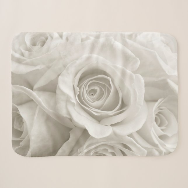 Couverture Sherpa Fleurs | Roses blanches (Devant (Horizontal))