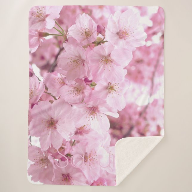 Couverture Sherpa Fleurs roses Fleurs de cerisier japonais (Devant)