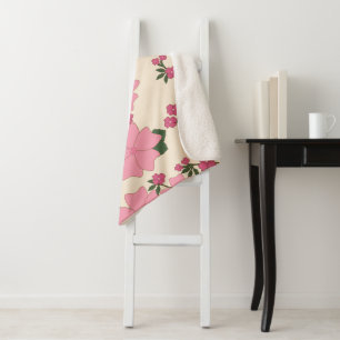 Couverture Sherpa Fleurs Roses, Motif Floral, Motif De Fleurs
