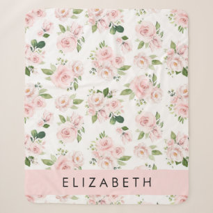 Couverture Sherpa Fleurs roses, Roses, Fleurs Aquarelles, Votre Nom