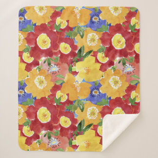 Couverture Sherpa Fleurs sauvages : Floral répété sans joint