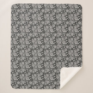 Couverture Sherpa Fleurs Sombres Roses Grises Noires Esthétique