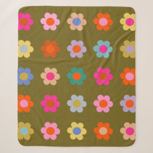 Couverture Sherpa Fleurs vintages florales Abstraites rétro
