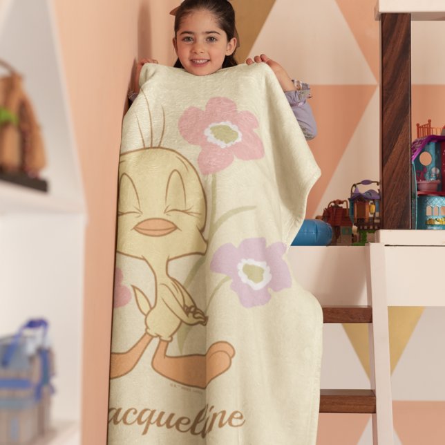 Couverture Sherpa Fleurs violettes rose Tweety (Créateur téléchargé)