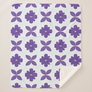 Couverture Sherpa Fleurs violettes sur fond clair