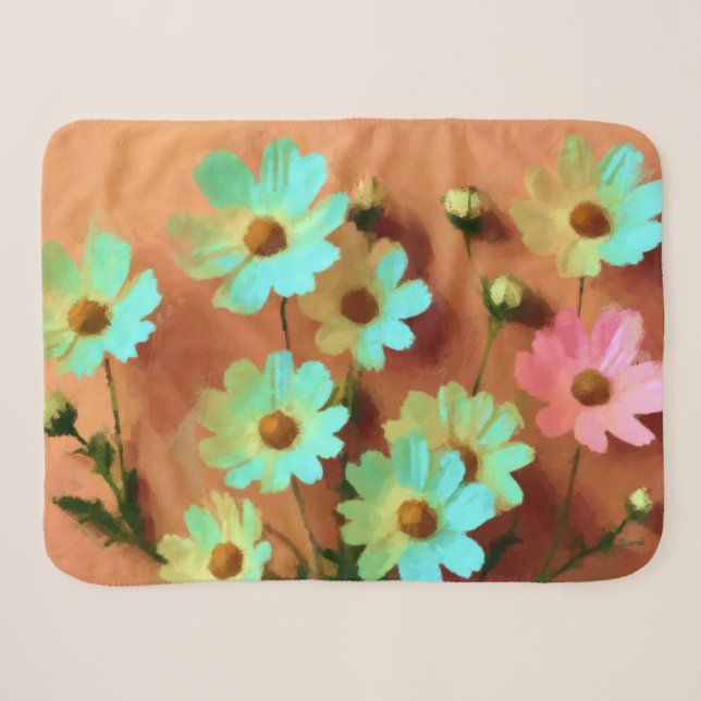 Couverture Sherpa Fleurs Zinnia Elegans (Devant (Horizontal))