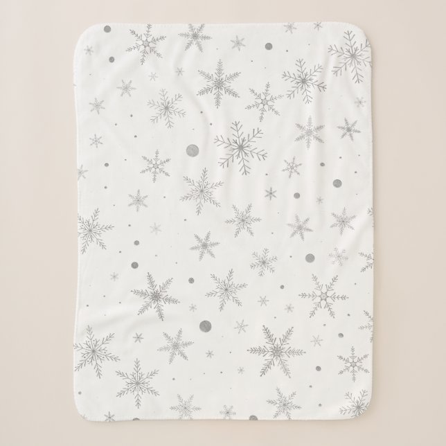 Couverture Sherpa Flocon de neige au crépuscule - Gris et blanc arge (Devant)