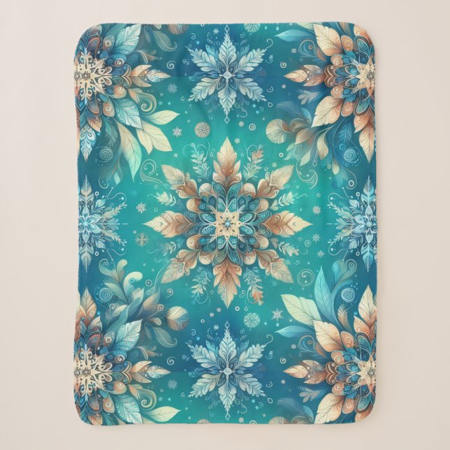 Couverture Sherpa Flocons d'hiver (Devant)