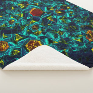 Couverture Sherpa Flor virtuel em azul gradiente, estilhaçada