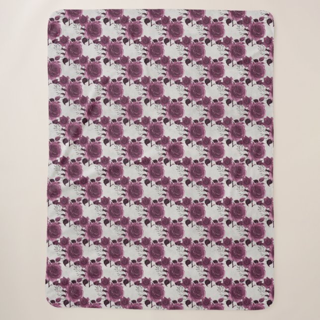 Couverture Sherpa Floral argenté de Bourgogne (Devant)