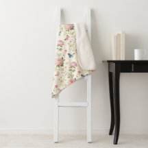 Floral Butterfly Watercolor Blanket