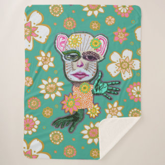 Couverture Sherpa Floral de rouleaux turquoise par Natalie Schorr