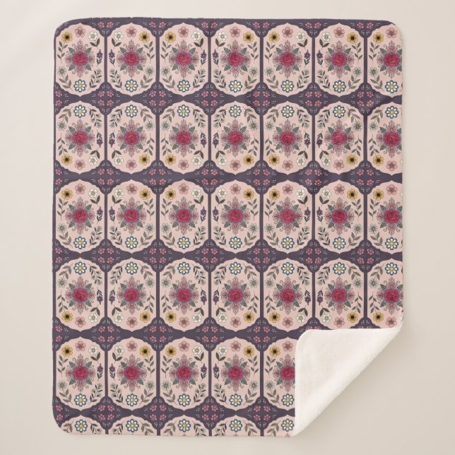 Couverture Sherpa Floral Mandala Elegance (Devant)