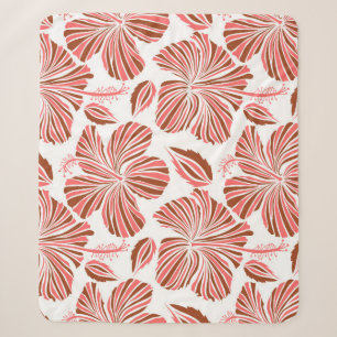 Couverture Sherpa Floral naturel tropical hawaïen aux couleurs marro