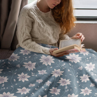 Couverture Sherpa Floral Pattern on Teal Background