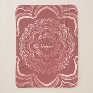Couverture Sherpa Floral Pink Mandala on a Pink Background