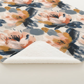 Couverture Sherpa Florale Botanique Peinte