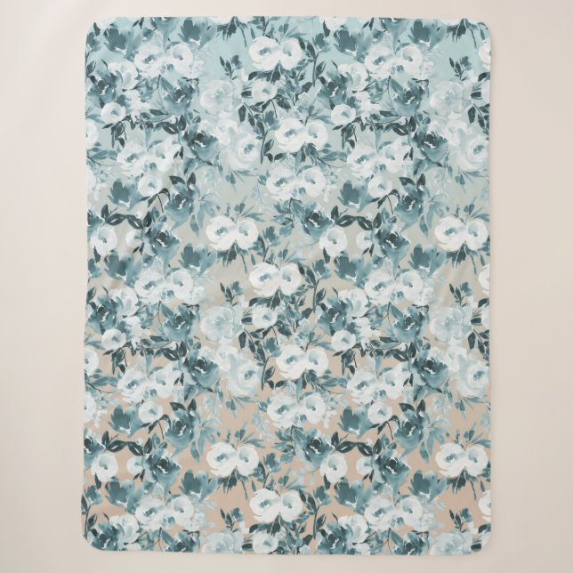 Couverture Sherpa Flore blanche de Pêche Bleue (Devant)