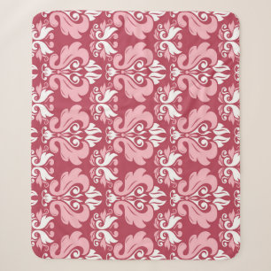 Couverture Sherpa Flore rouge : Beige pâle sans joint
