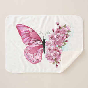 Couverture Sherpa Flower Butterfly