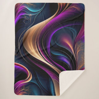 Couverture Sherpa Flux Lumineux - Abstrait Bold Violet, Sarcelle & O