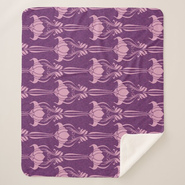 Couverture Sherpa Fond d'écran floral violet rose (Devant)