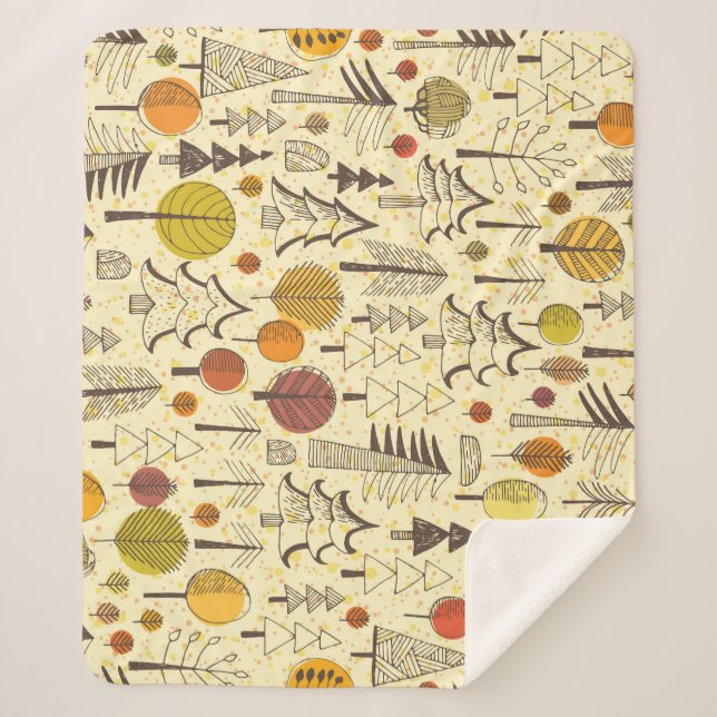 Couverture Sherpa Forêt d'automne : Motif graphique transparent. (Devant)