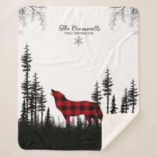 Couverture Sherpa Forêt de pins des bois Loup Nom de famille Noël