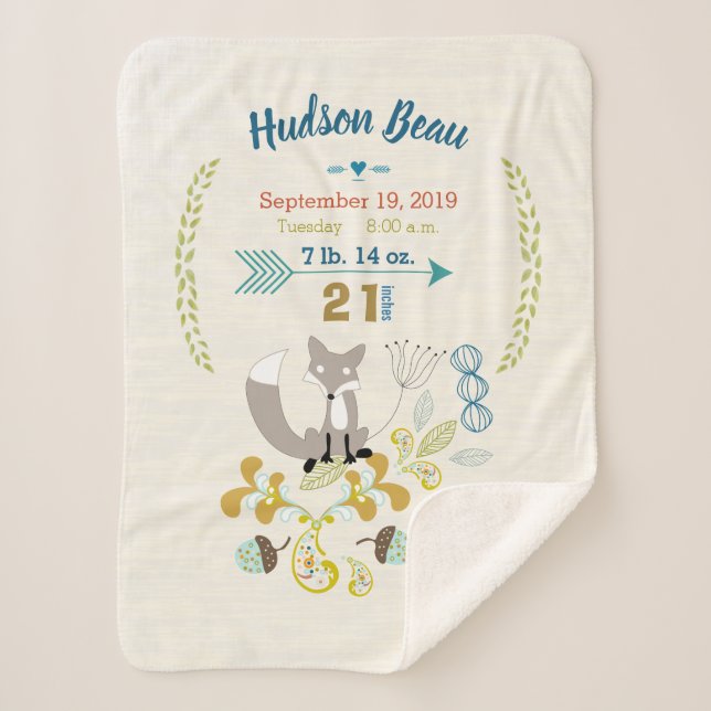 Couverture Sherpa Forêt Nourriture Fox Feuille Motif Floral Statisti (Devant)