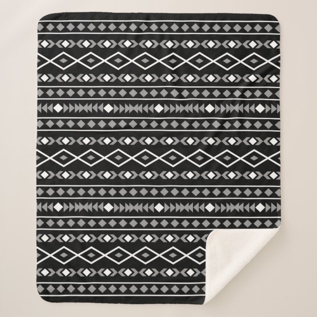 Couverture Sherpa Formes Aztec Motif gris noir (Devant)