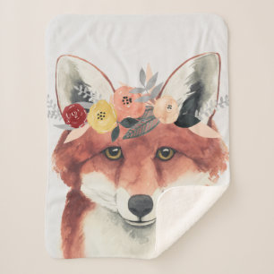 Couverture Sherpa Fox de forestier de couronne de fleur