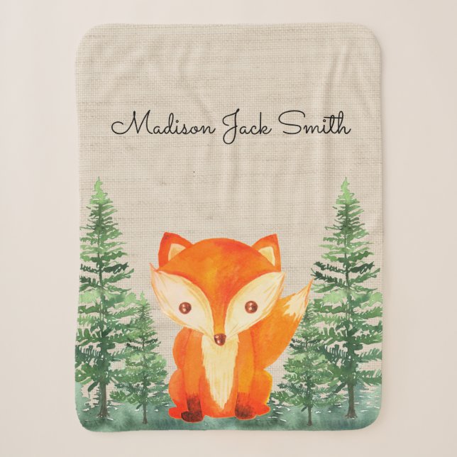 Couverture Sherpa Fox Green Forest Woodland Animal Russe (Devant)