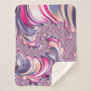 Couverture Sherpa Fractale en spirale rose violet abstrait