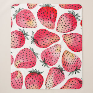 Couverture Sherpa Fraises peintes à l'aquarelle et à l'encre