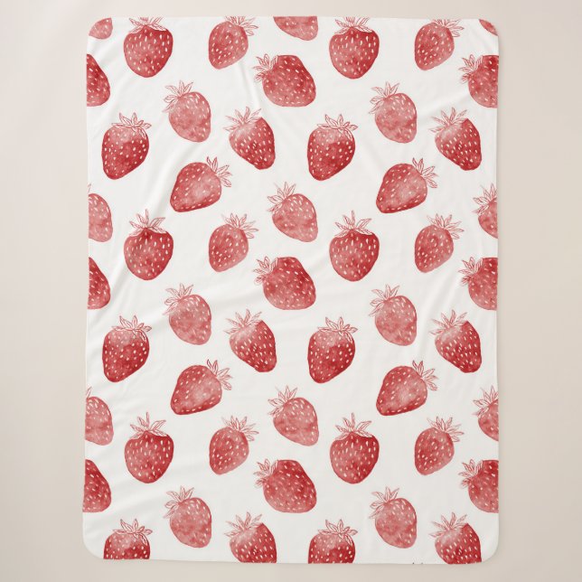 Couverture Sherpa Fraises Points Rouges Blancs (Devant)