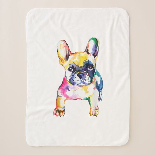 Couverture Sherpa Français Bulldog Aquarelle Dessin À La Main Pour A (Devant)