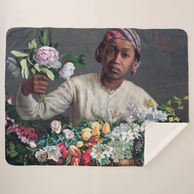 Couverture Sherpa Frédéric Bazille - Jeune femme aux pivoines (Devant (Horizontal))