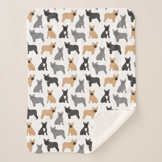 Couverture Sherpa French Bulldog - Choisissez votre couleur ! (Devant)