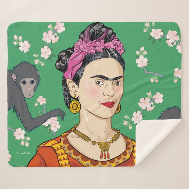Couverture Sherpa Frida Kahlo Monkey Graphic (Devant (Horizontal))