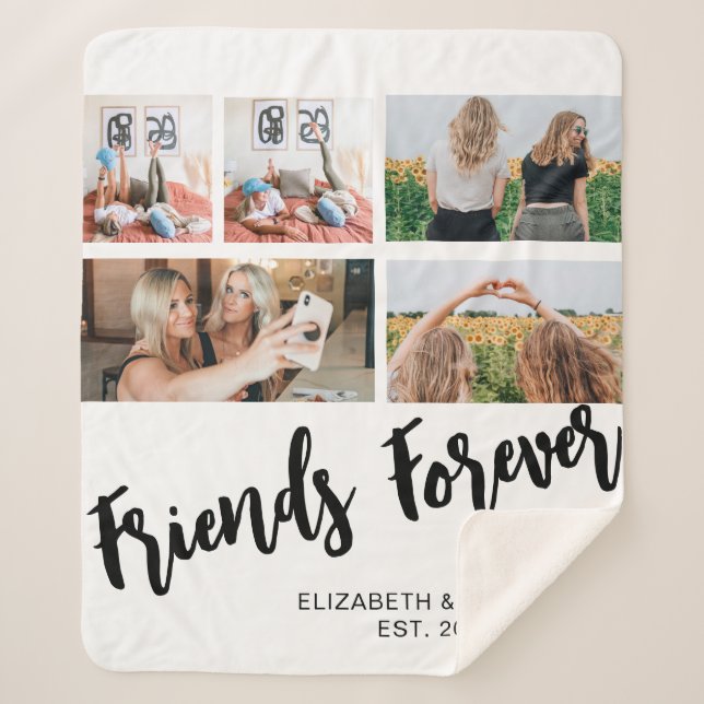 Couverture Sherpa Friends Forever Photo Collage Cadeau personnalisé  (Devant)
