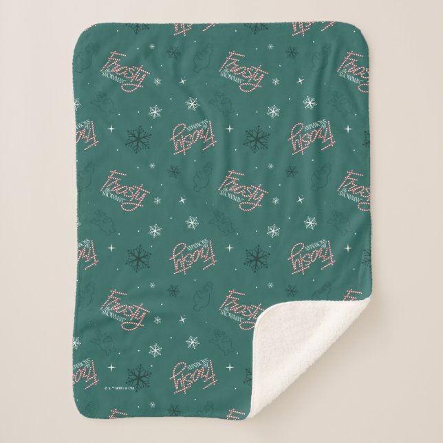 Couverture Sherpa Frosty Snowman Green Snowflake Motif (Devant)