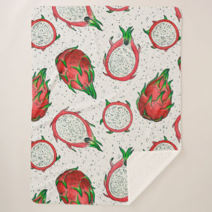 Couverture Sherpa Fruit de dragon rouge sur blanc