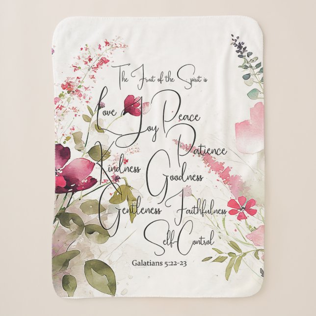 Couverture Sherpa Fruit de l'Esprit rose floral (Devant)